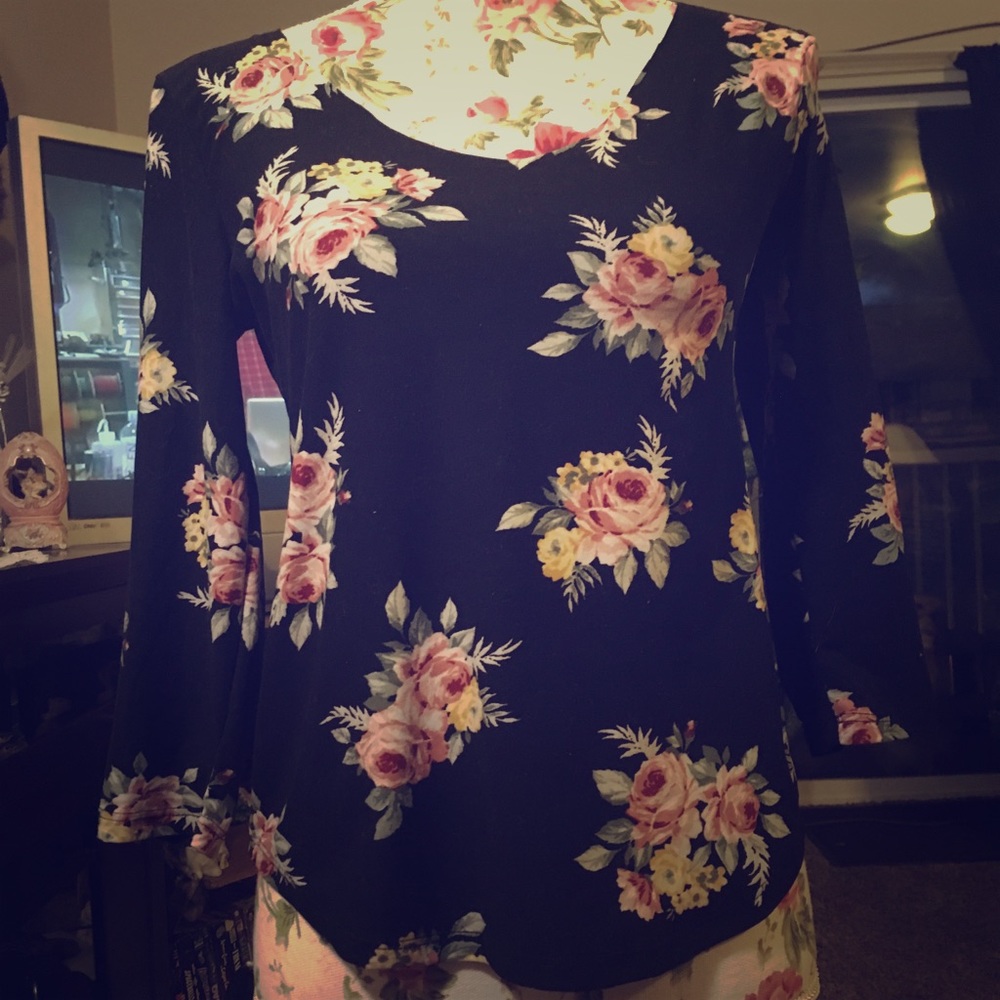 Black Floral Lace Top